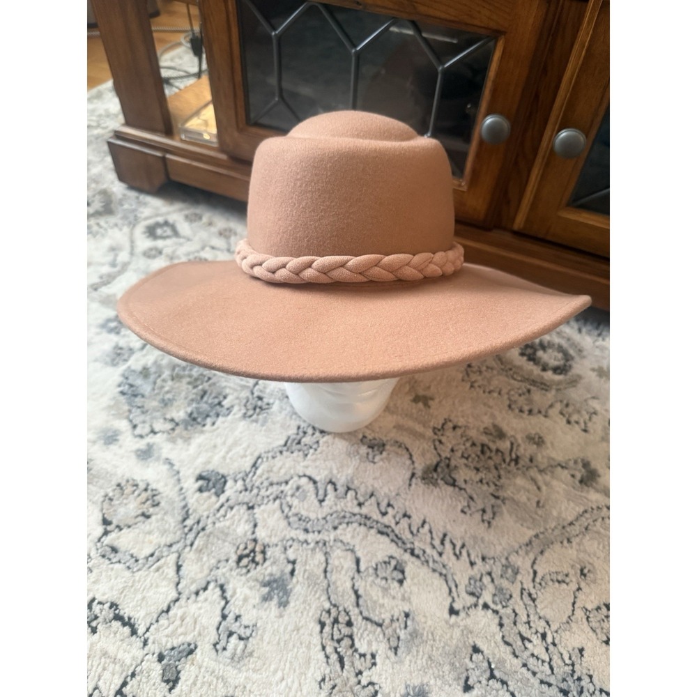 A New Day Women's The Fleur Hat Dusty Mauve 100% Wool Adjustable Braided Rim